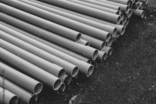 Pile of piping on construction site
