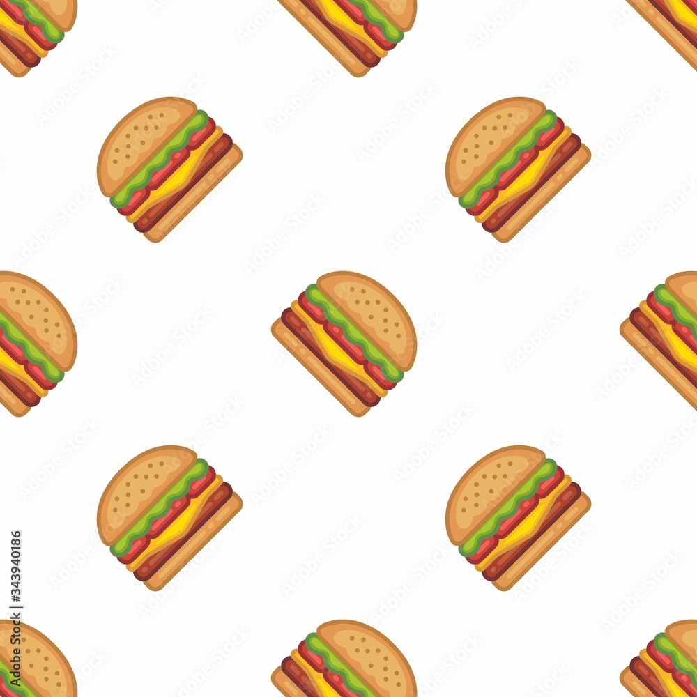 pattern seamless of burger in style flat, line, modern design. - vector illustration