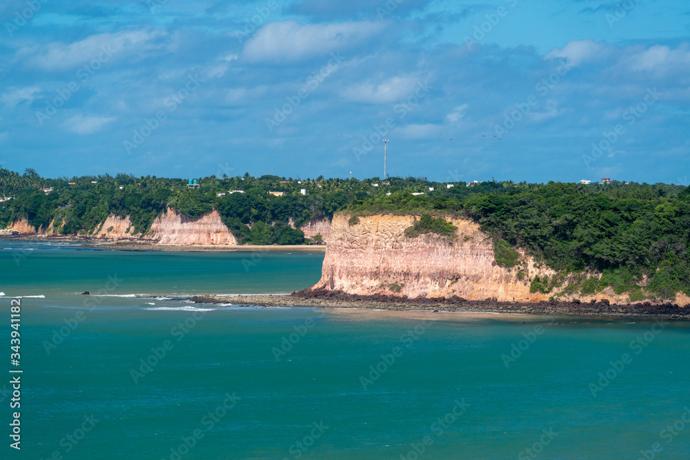 Madeiro beach, Tibau do Sul, near Pipa beach and Natal, Rio Grande do Norte, Brazil on June 7, 2019. With its cliffs and natural vegetation, this beach attracts tourists from all over the world-