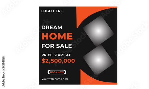 Real estate sale social media banner or square flyer template
