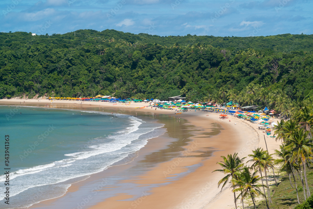 Madeiro beach, Tibau do Sul, near Pipa beach and Natal, Rio Grande do Norte, Brazil on June 7, 2019. With its cliffs and natural vegetation, this beach attracts tourists from all over the world