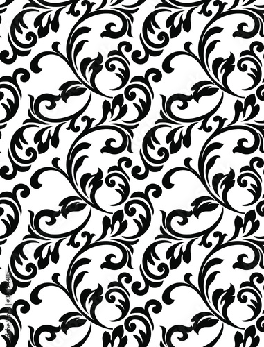 Damask pattern vector element. Classic luxury old-fashioned ornament grunge background. Royal victorian texture for wallpaper, textile, fabric, wrapping. Exquisite floral baroque patterns.