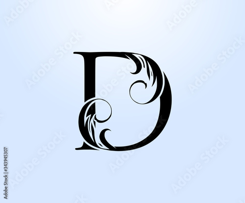 Luxury letter D Crest logo. Vintage classic drawn emblem for book design, weeding card, brand name, business card, Restaurant, Boutique, Hotel.