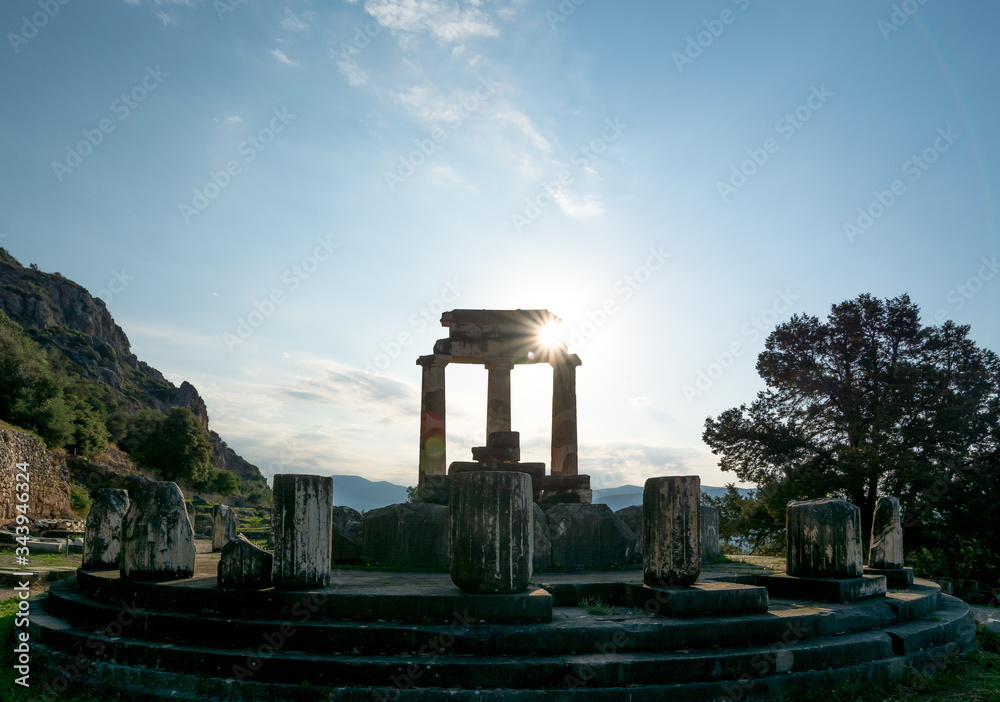 Sun Shining Through the Tholos of Delphi in the Sanctuary of Athena Pronaia
