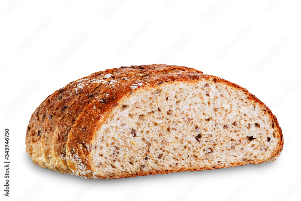 Wholegrain rye bread on a white isolated background Wholegrain rye bread on a white isolated background