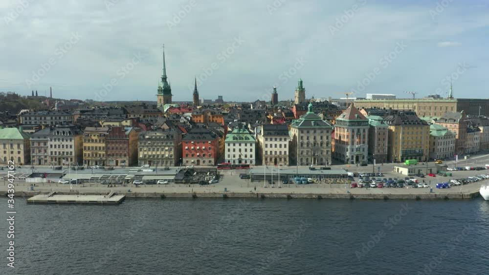 Beautiful colorful houses in Stockholm Old Town. Aerial view of the city. Beautiful colorful houses in Stockholm Old Town. Aerial view of the city.