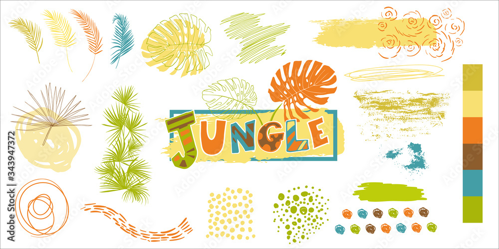 set print jungle and handwriting in the style of Scrabble to create a pattern of six colors