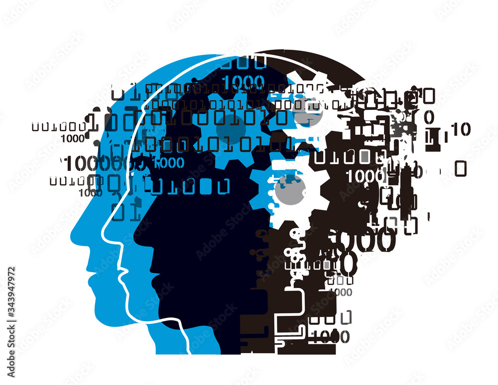 Programmer, computer expert, hacker silhouettes.
Illustration of three stylized male heads with binary codes and gear. Vector available.
Programmer, computer expert, hacker silhouettes.
Illustration of three stylized male heads with binary codes and gear. Vector available.
