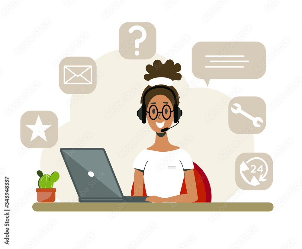 Girl with headphones and a microphone with a laptop. Girl with headphones and a microphone with a laptop.