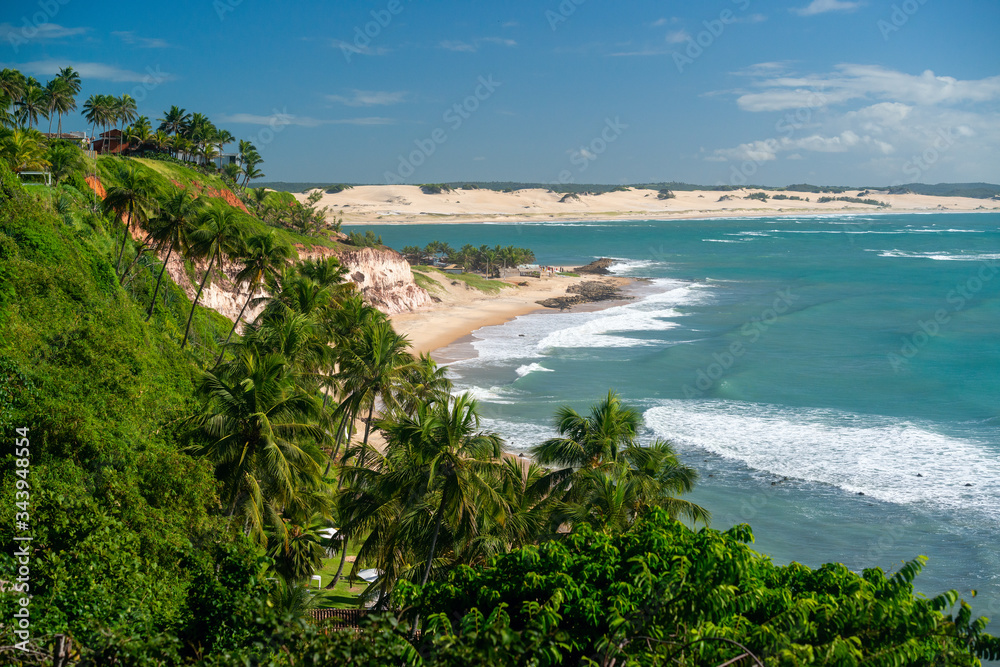 Tibau do Sul, near Pipa Beach, Rio Grande do Norte, Brazil on June 5, 2019. Waves on the beach