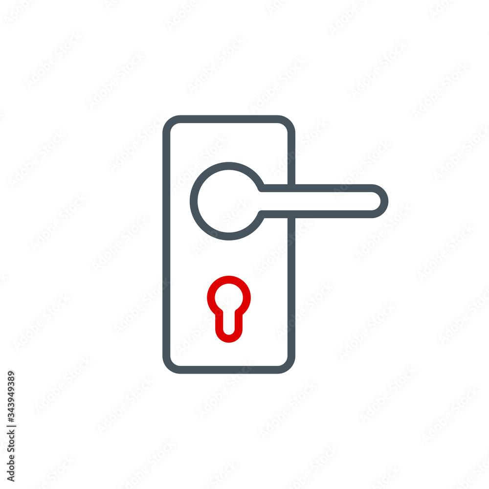 do not touch doorhandle single line icon isolated on white. Perfect outline symbol Prevention Coronavirus Covid 19 banner. warning element avoid indirect contact with infected surface editable Stroke do not touch doorhandle single line icon isolated on white. Perfect outline symbol Prevention Coronavirus Covid 19 banner. warning element avoid indirect contact with infected surface editable Stroke