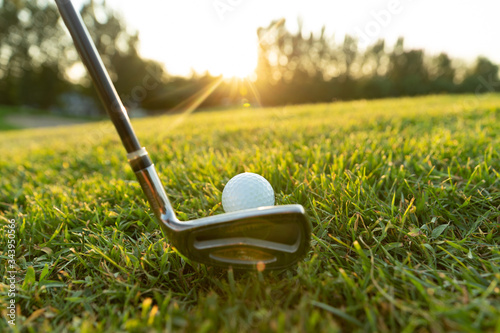 Golf clubs and balls photo