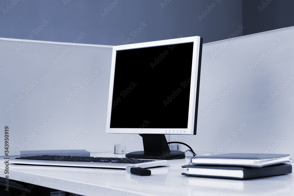 workplace with computer in modern office workplace with computer in modern office