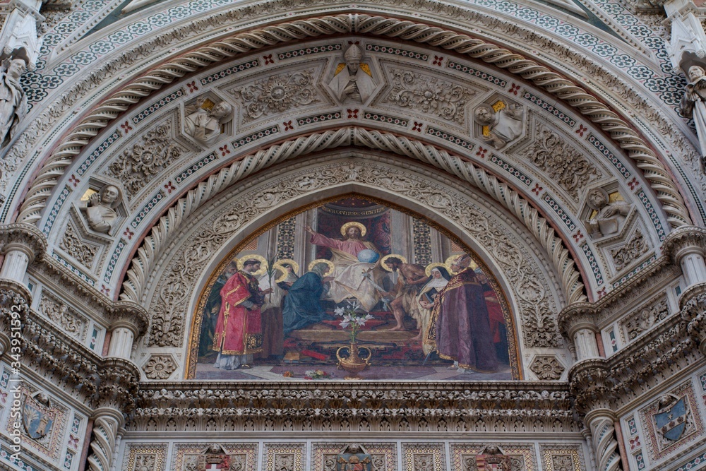Naklejka premium Sklepienie nad wejściem do Katedry Santa Maria del Fiore - Florencja, Toskania, Wlochy