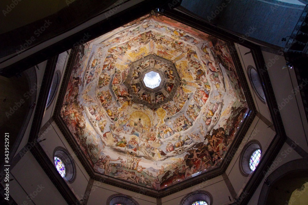 Fototapeta premium Sklepienie Katedry Santa Maria del Fiore - Florencja, Toskania, Wlochy