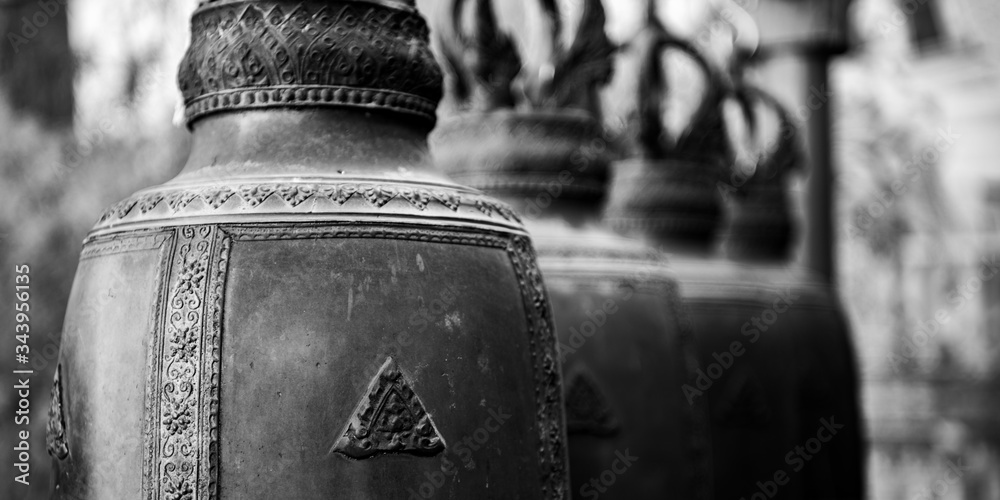 Fototapeta premium Bronze bells in the temple garden