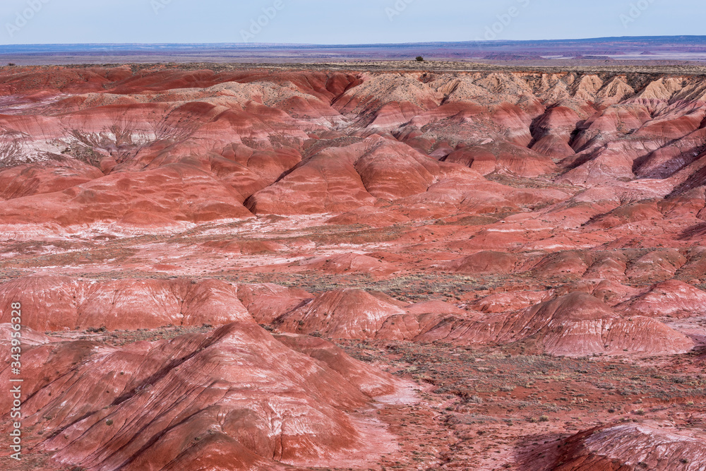 Late evening light on the Painted Desert  and the vast Badlands within Petrified Forest National Park, Arizona. 