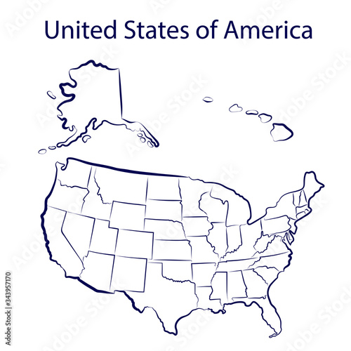All the States of America territory. Stylized outlines