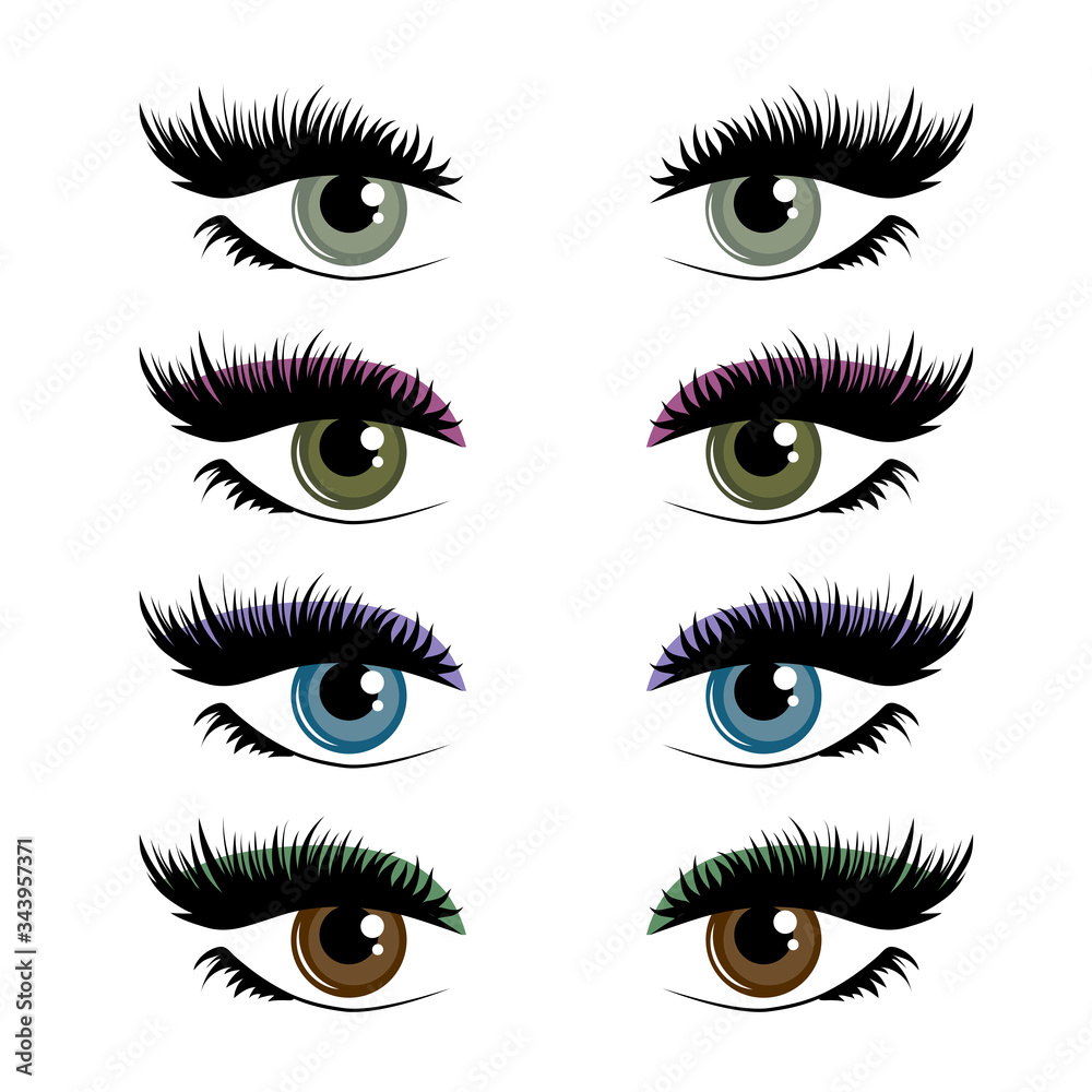 Four pairs of womans eyes, eyelashes and eyebrows. Four pairs of womans eyes, eyelashes and eyebrows.