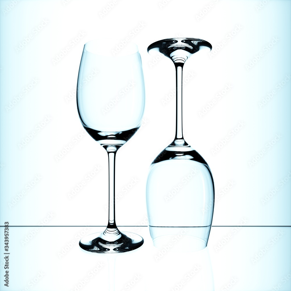 3D render. Glass goblets on a white background 3D render. Glass goblets on a white background