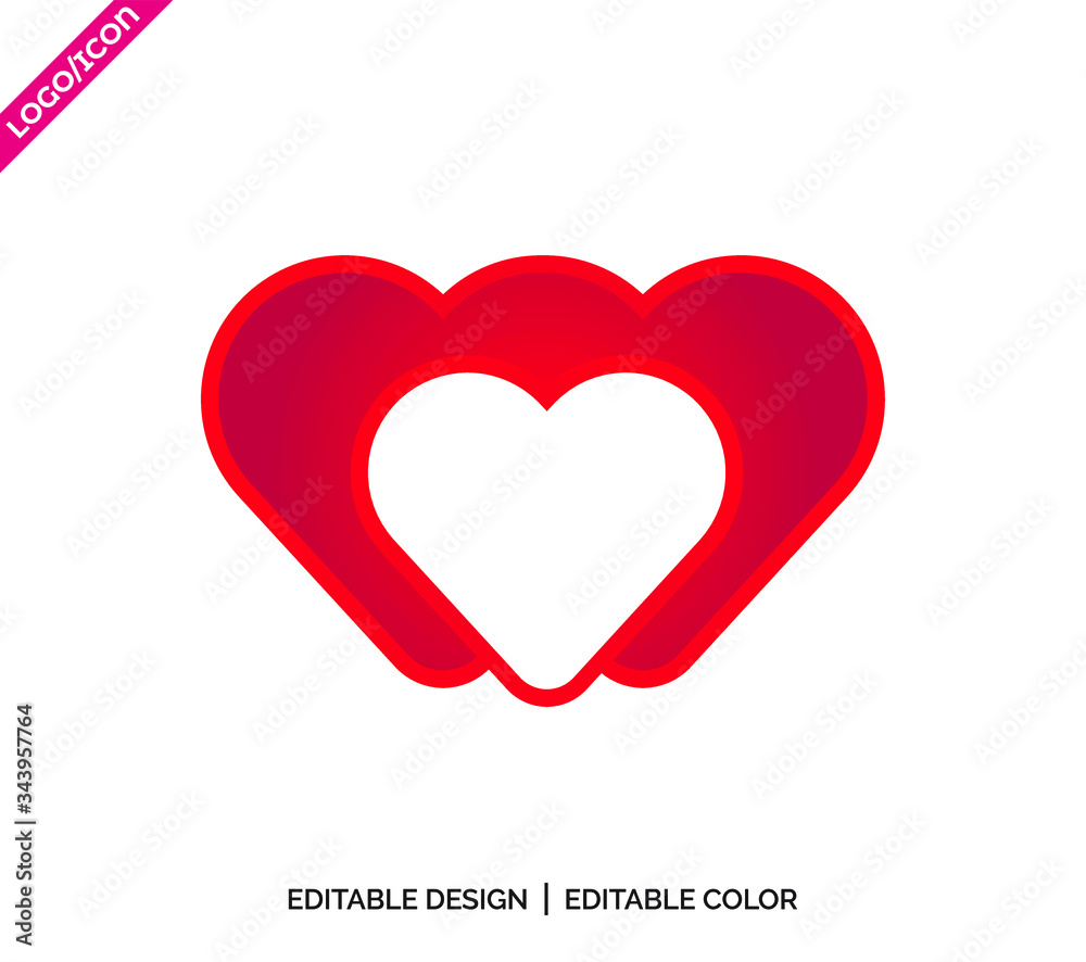 red love or heart shape icon with an i love you hand symbol art. I love you concept illustration