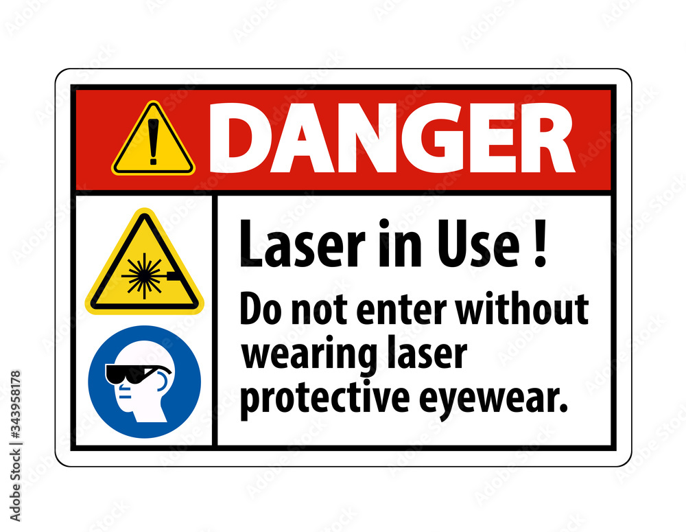 Danger Warning PPE Safety Label,Laser In Use Do Not Enter Without Wearing Laser Protective Eyewear Danger Warning PPE Safety Label,Laser In Use Do Not Enter Without Wearing Laser Protective Eyewear
