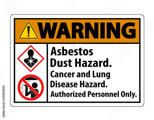 Warning Safety Label,Asbestos Dust Hazard, Cancer And Lung Disease Hazard Authorized Personnel Only
