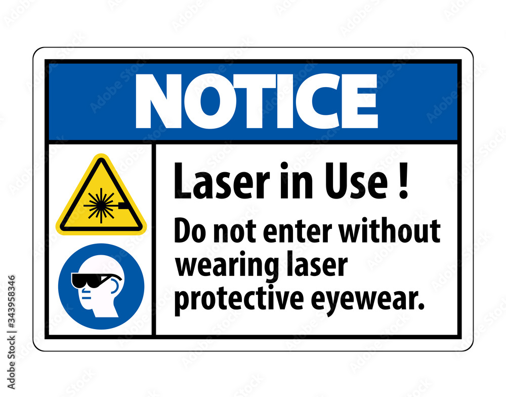 Notice Warning PPE Safety Label,Laser In Use Do Not Enter Without Wearing Laser Protective Eyewear Notice Warning PPE Safety Label,Laser In Use Do Not Enter Without Wearing Laser Protective Eyewear