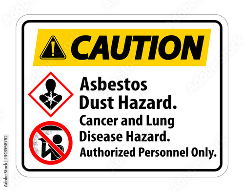 Caution Safety Label,Asbestos Dust Hazard, Cancer And Lung Disease Hazard Authorized Personnel Only