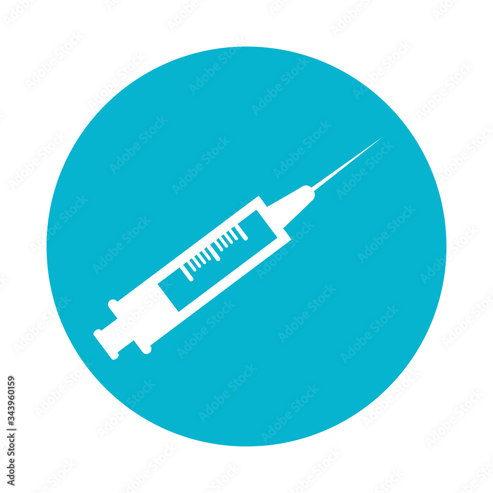 injection syringe in frame circular isolated icon vector illustration design