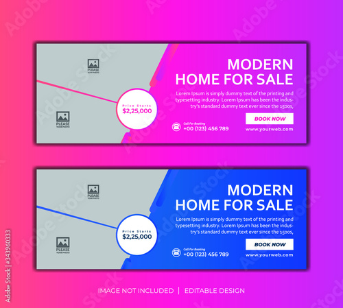 Set of Social Media banner Post design for Real estate social media post templates. real estate square editable banner template. Minimalist design.
