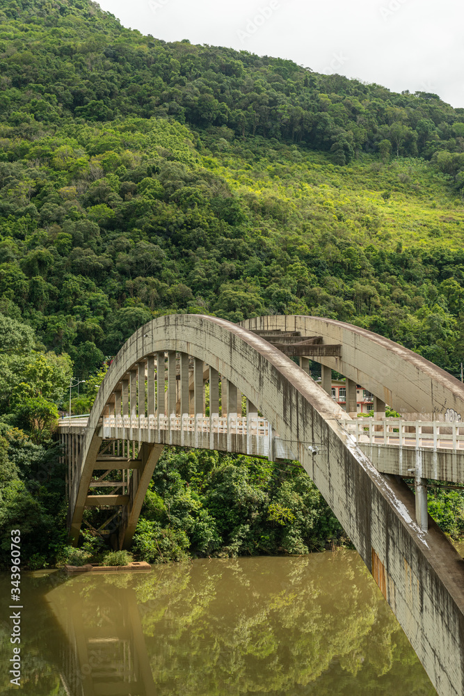 Bento Gonçalves, Rio Grande do Sul, Brazil on November 19, 2017. City known as the Brazilian capital of wine. In this photo the Ernesto Dornelles Bridge over the Antas River- Bento Gonçalves, Rio Grande do Sul, Brazil on November 19, 2017. City known as the Brazilian capital of wine. In this photo the Ernesto Dornelles Bridge over the Antas River-