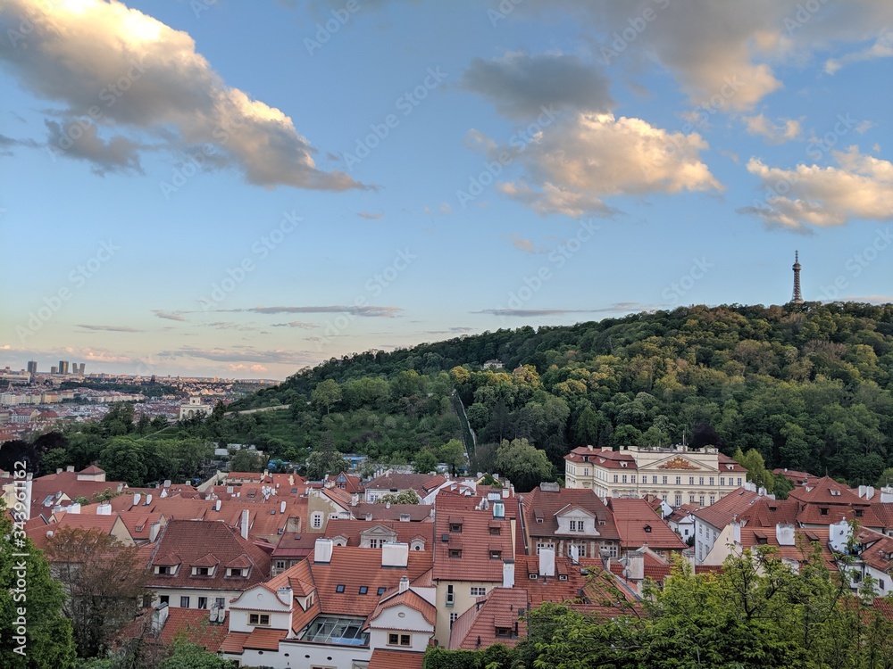 panorama of prague from the hill