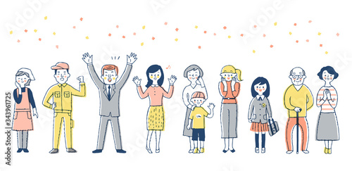 Canvastavla 喜んでいる人々　全身　セット