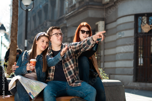 Young tourists exploring the city