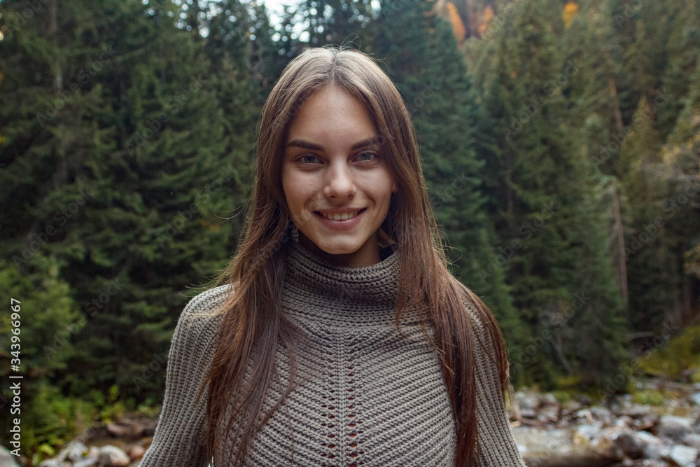 portrait of a girl in the background of the autumn forest portrait of a girl in the background of the autumn forest
