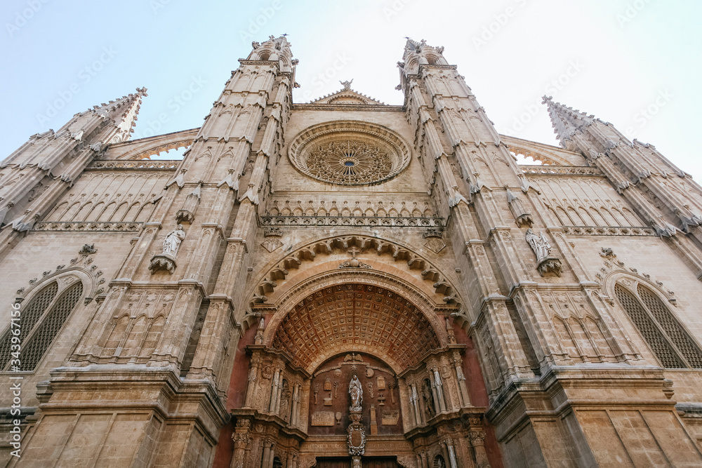 La Seu Cathedral in Palma de Mallorca, Mallorca island, Spain. Gothic architecture: Basílica de Santa María de Mallorca.