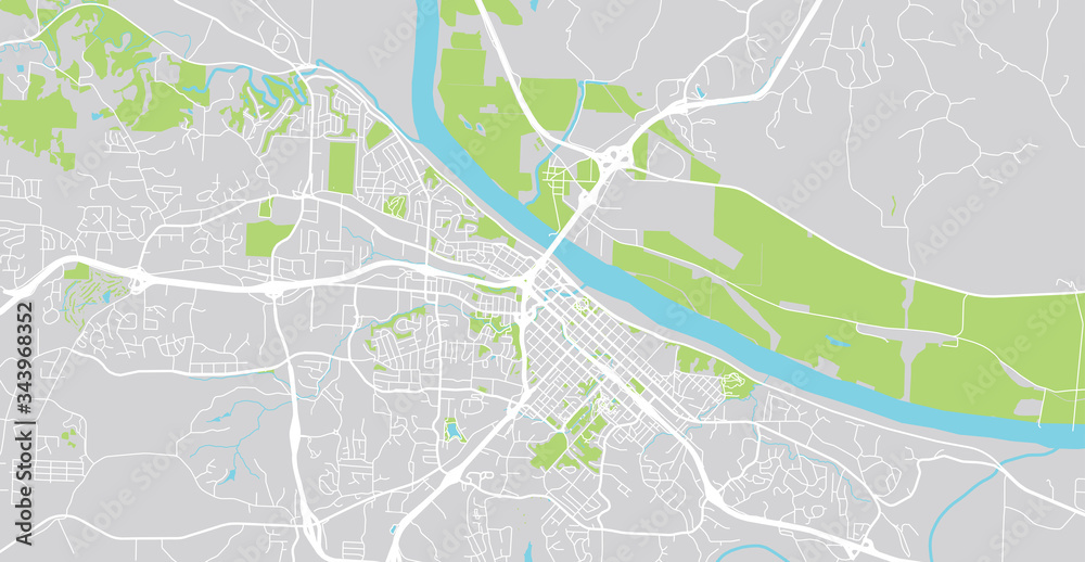 Urban vector city map of Jefferson City, USA. Missouri state capital