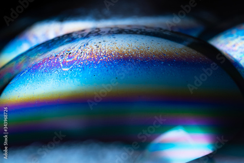 Beautiful colors on soap bubbles macro photography