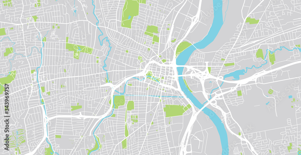 Urban vector city map of Hartford, USA. Connecticut state capital Urban vector city map of Hartford, USA. Connecticut state capital