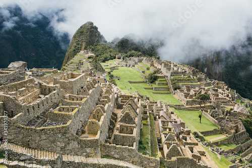 The famous ruins of the lost city of Machu Picchu, Peru