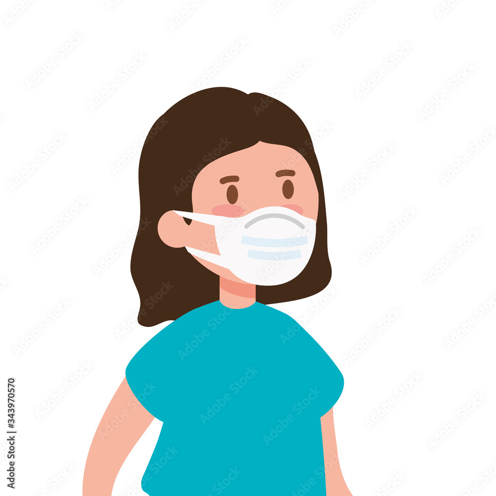 girl using face mask isolated icon vector illustration design