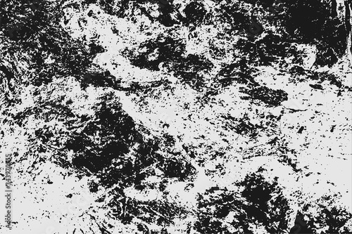 Abstract black white image with long and short intermittent liquid lines made by brush. A monochrome image drawn by hand. Dirty shabby smears of black paint. Vector eps illustration.