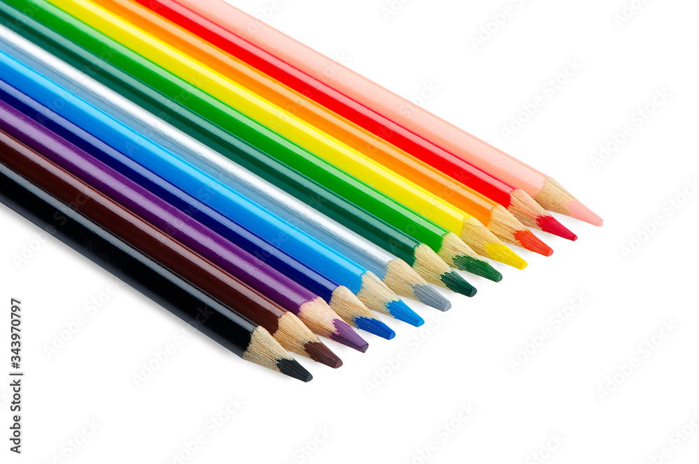 colored pencils isolated on white