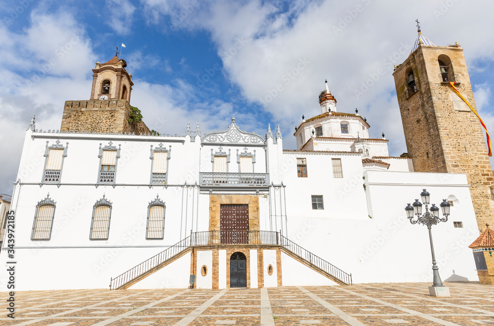 Fototapeta premium Church of Santa Maria de la Plaza in Fregenal de la Sierra town, province of Badajoz, Extremadura, Spain