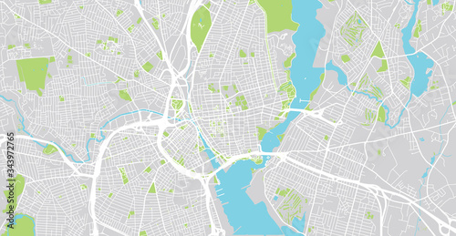 Urban vector city map of Province, USA. Rhode Island state capital