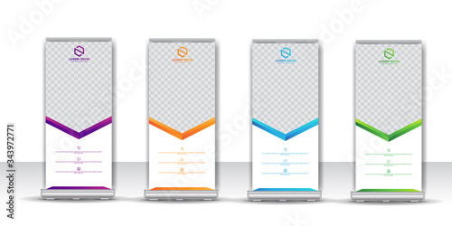 colorful minimal business roll up stand banner design template