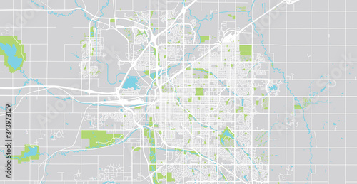 Urban vector city map of Lincoln, USA. Nebraska state capital