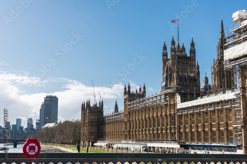 Panoramic of the Westminster Palace in a sunshine day photo