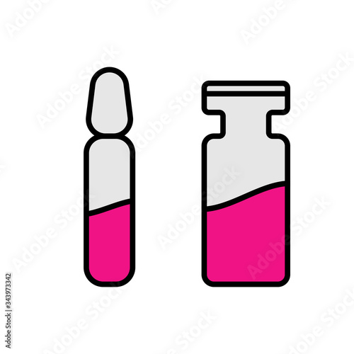 Ampule icon. Vial vaccine antibody serum virus chemical medical medicine
